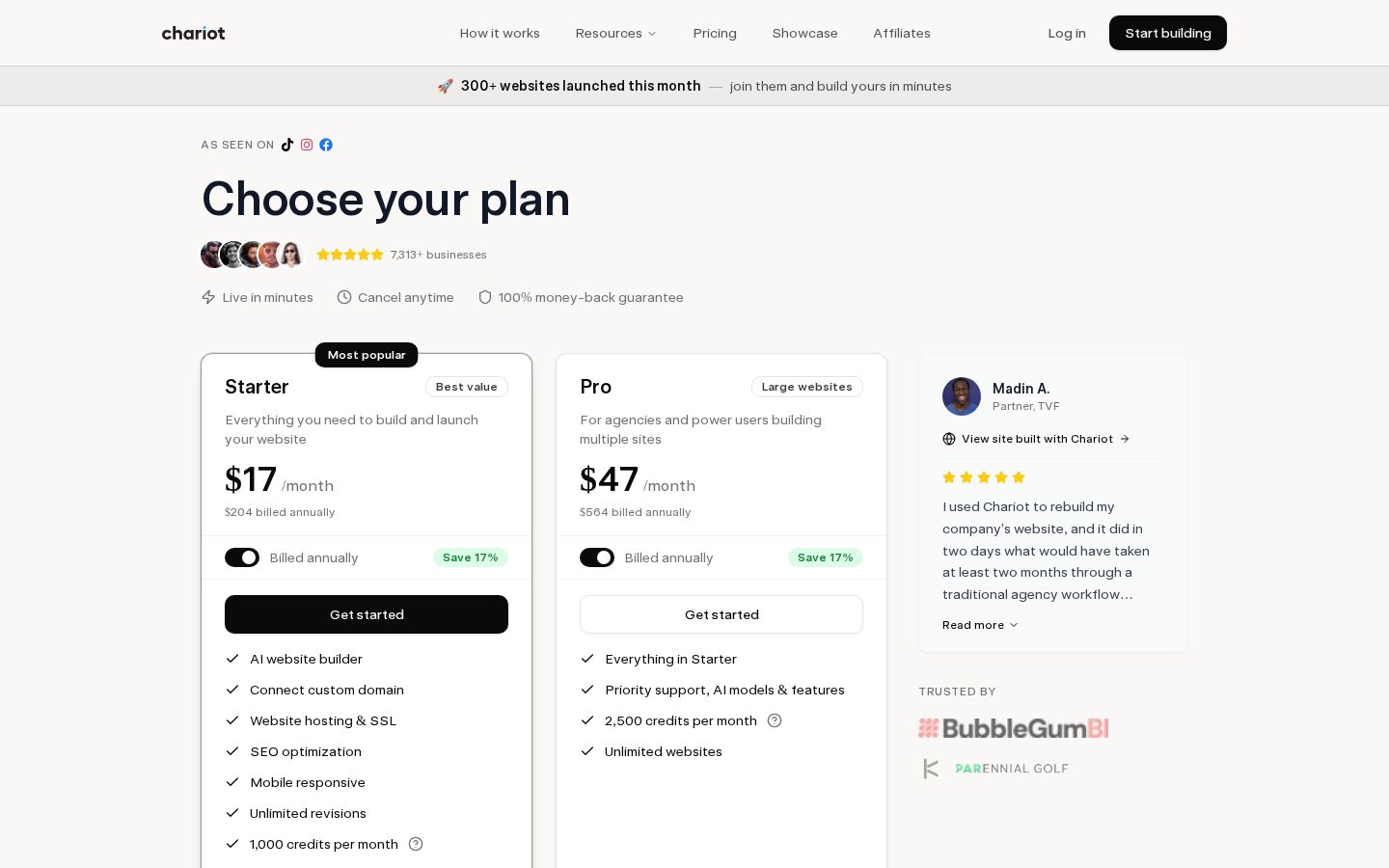 Chariot Pricing