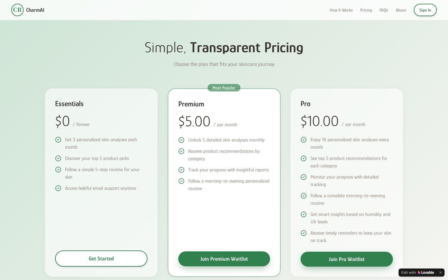 CHARM AI Pricing