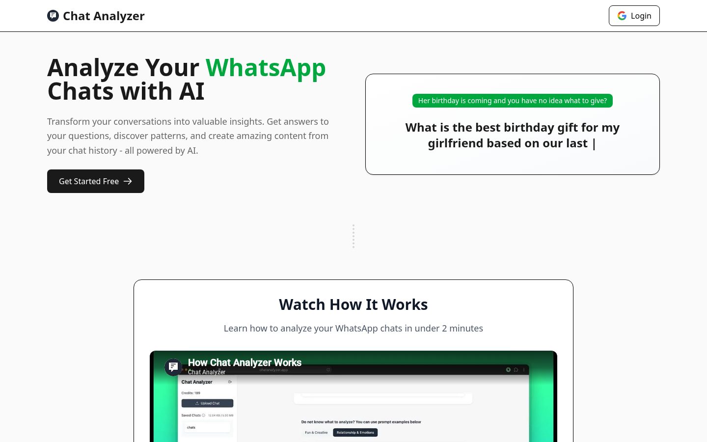 Chat Analyzer Homepage