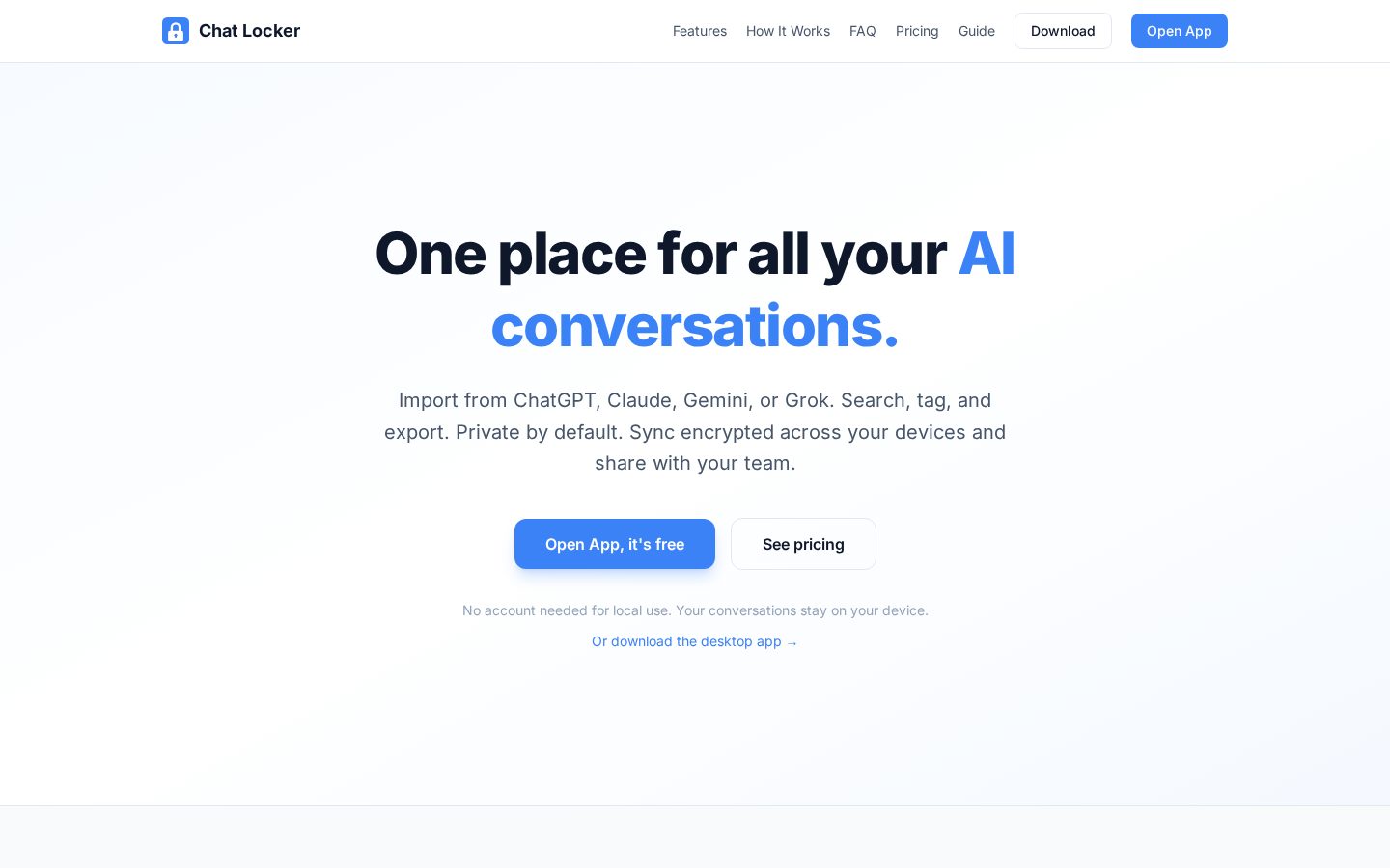 Chat Locker Homepage