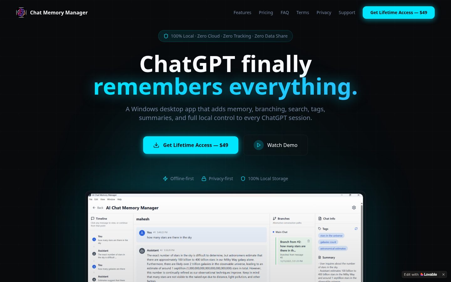 Chat Memory Manager - Homepage