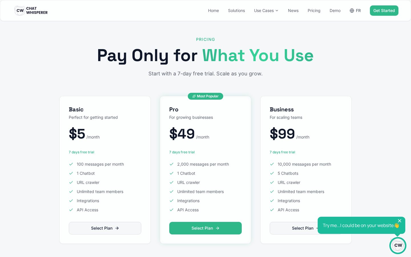 Chat Whisperer Pricing