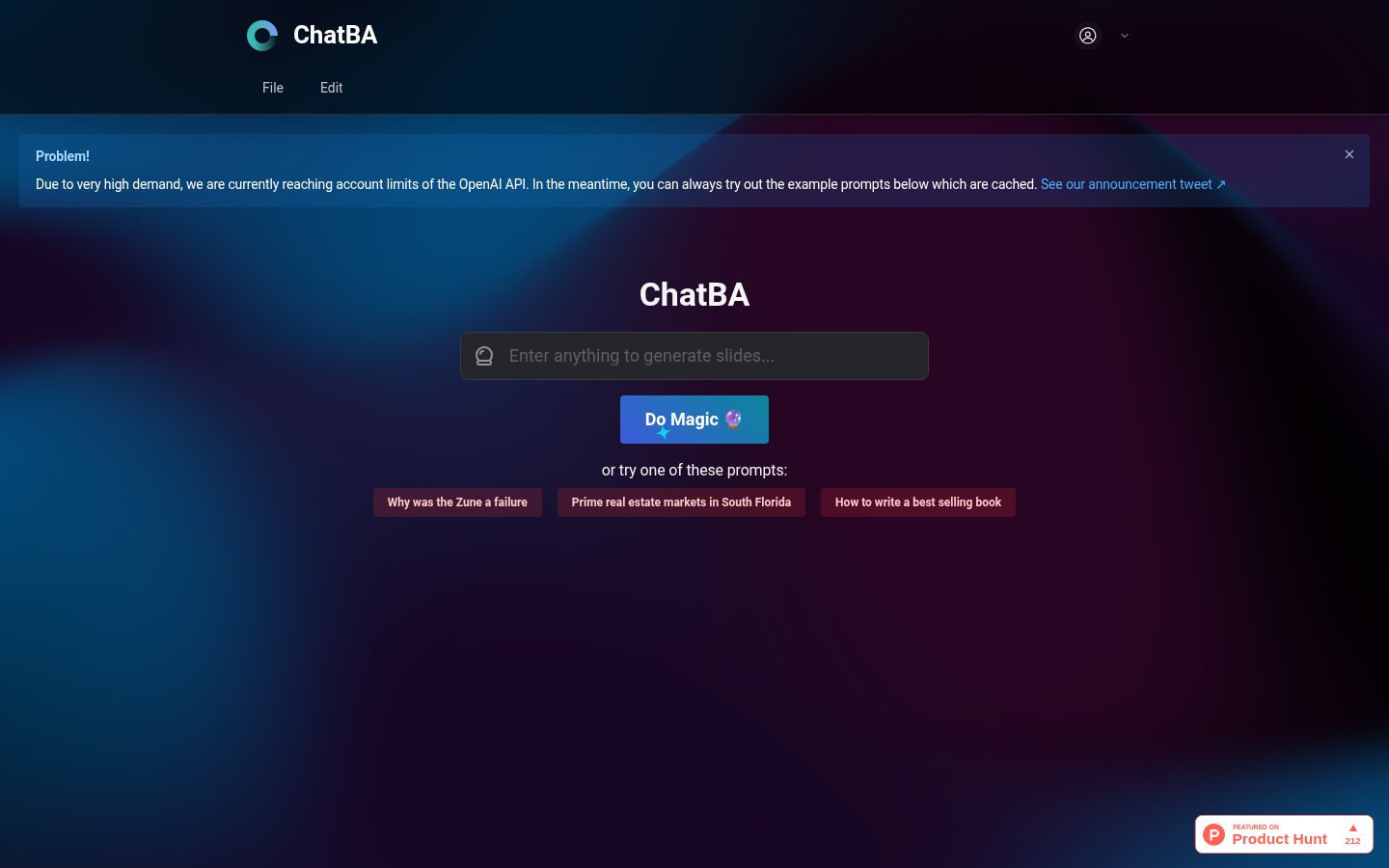 ChatBA Homepage