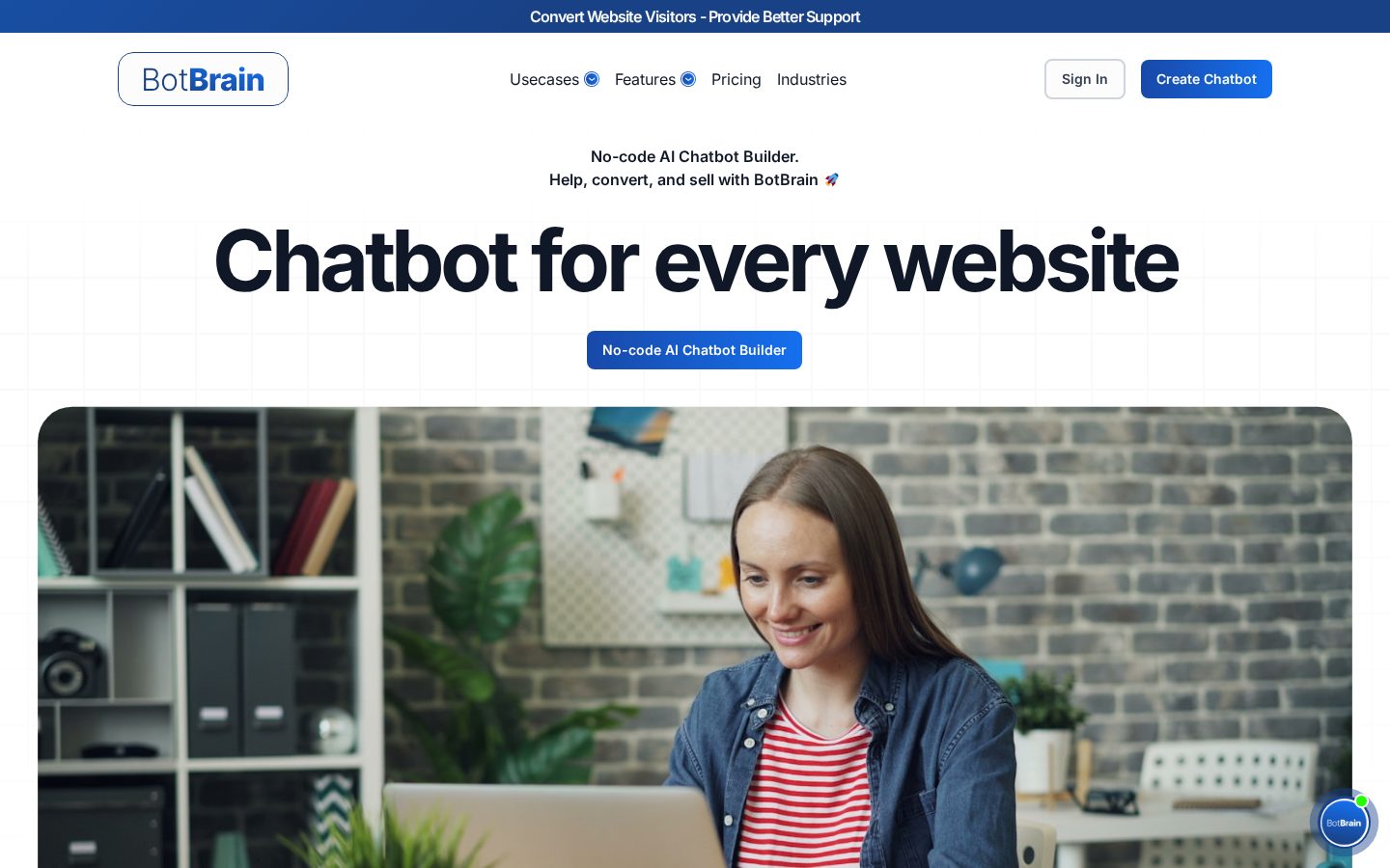 chatbot for websites Homepage