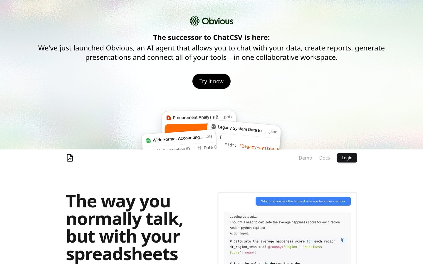 ChatCSV Homepage
