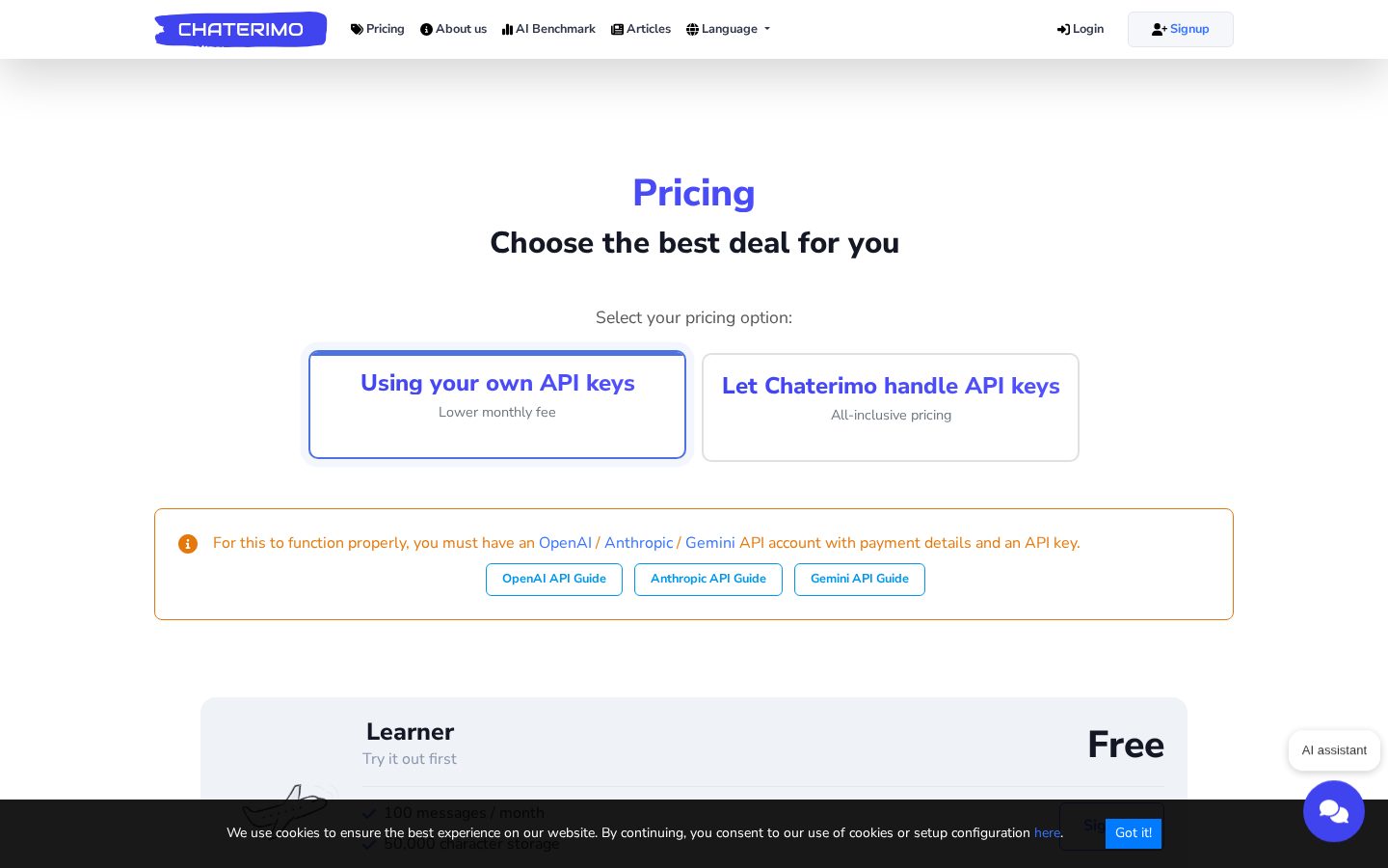 Chaterimo Pricing