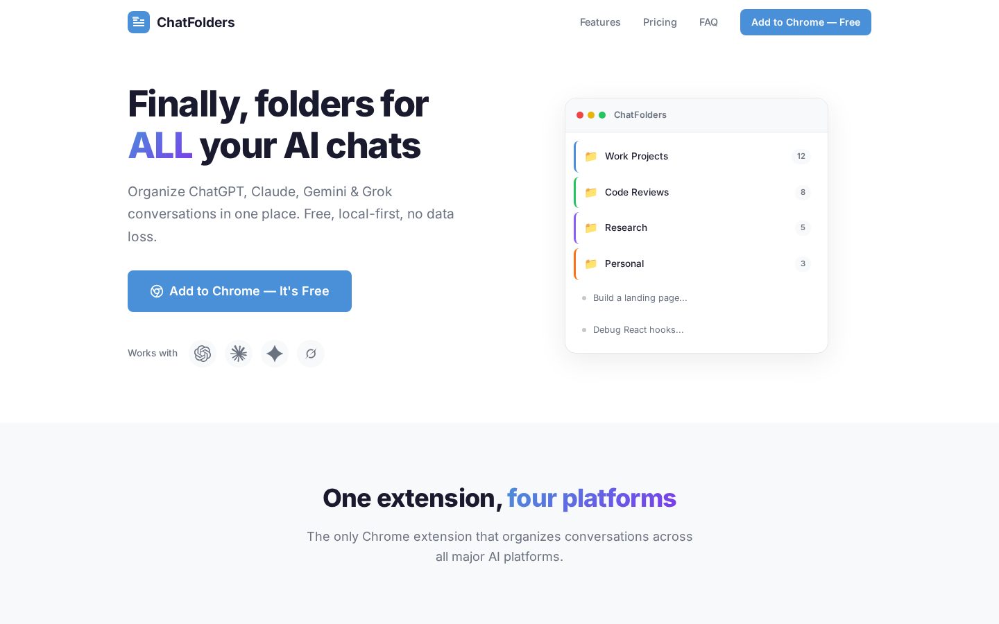 ChatFolders Homepage