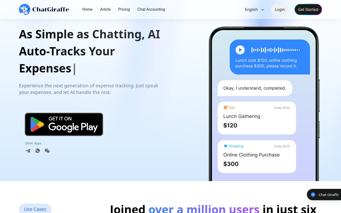Chatgiraffe Homepage