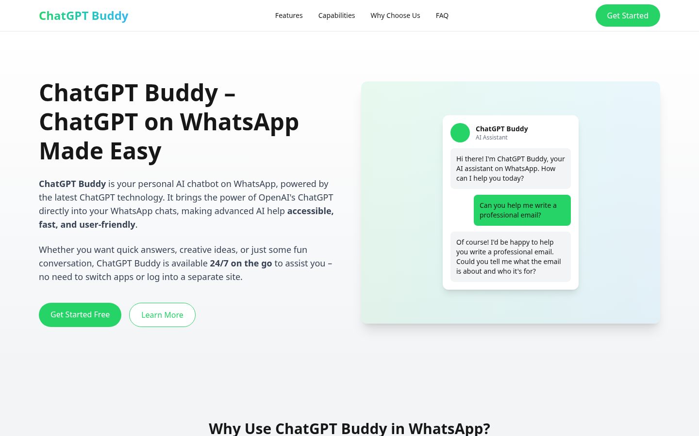 ChatGPT Buddy Homepage