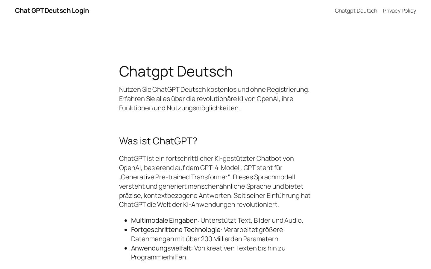 ChatGPT Deutsch Homepage