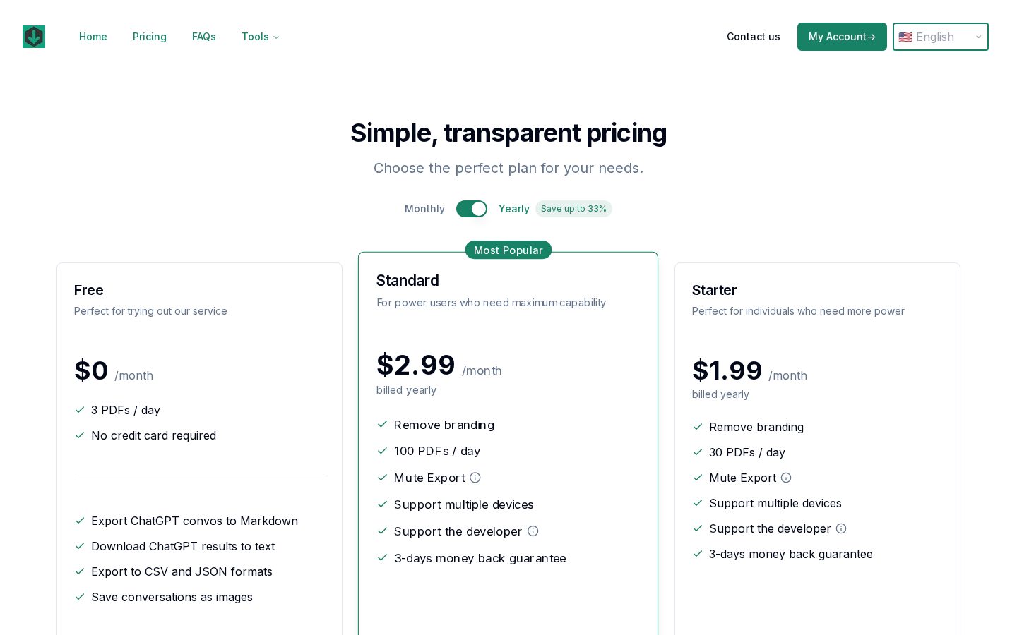 ChatGPT Exporter - ChatGPT to PDF, MD, and more Pricing