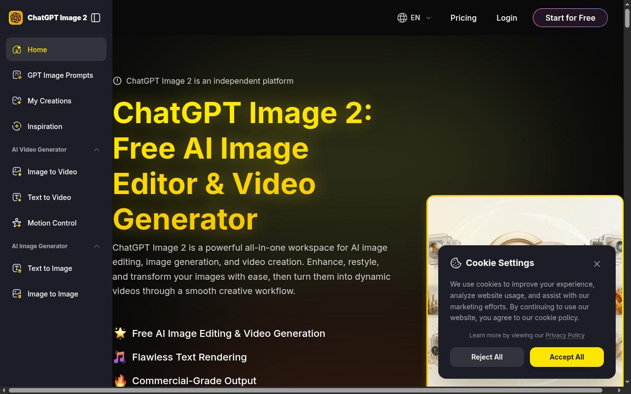 ChatGPT Image 2 Homepage