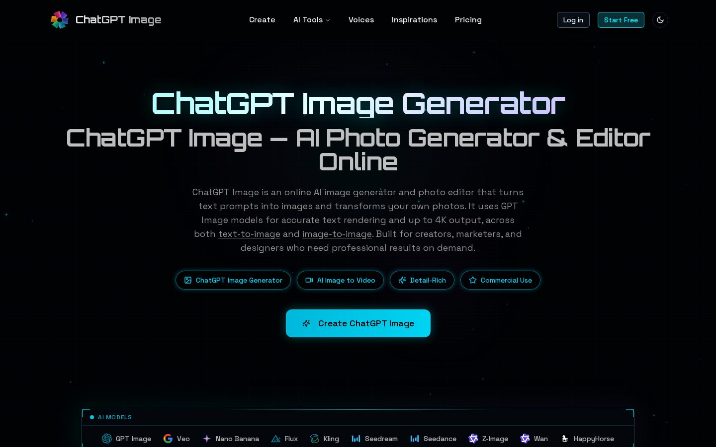 ChatGPT Image Generator Homepage