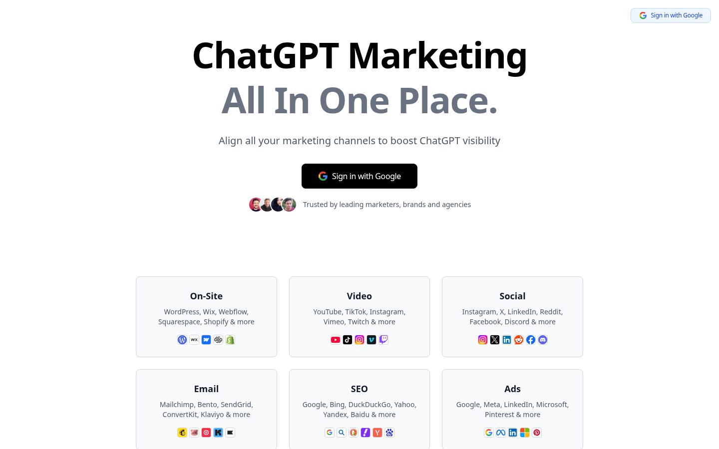 ChatGPT Marketing Homepage