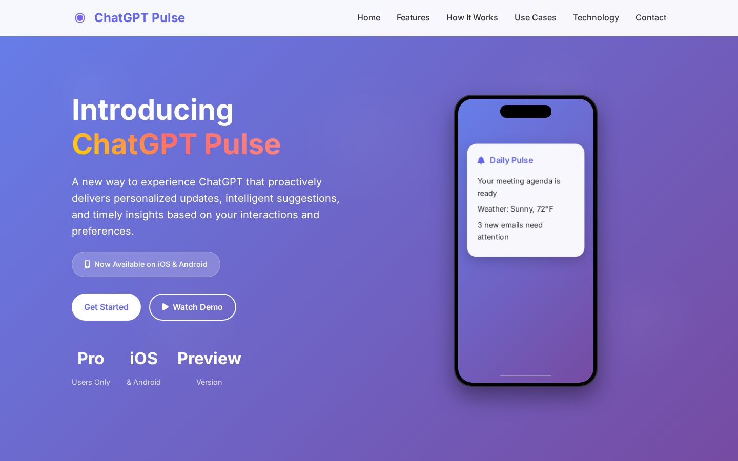 ChatGPT Pulse Homepage