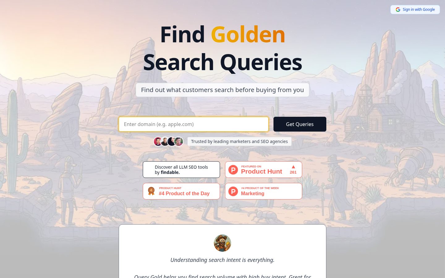 ChatGPT Query Gold Homepage