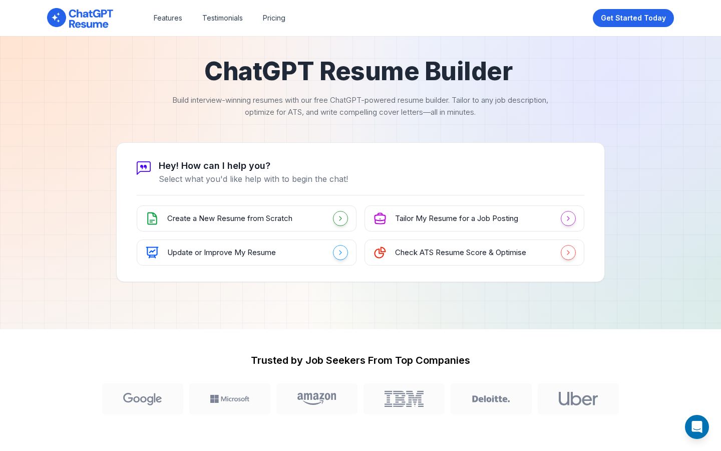 ChatGPT Resume Homepage