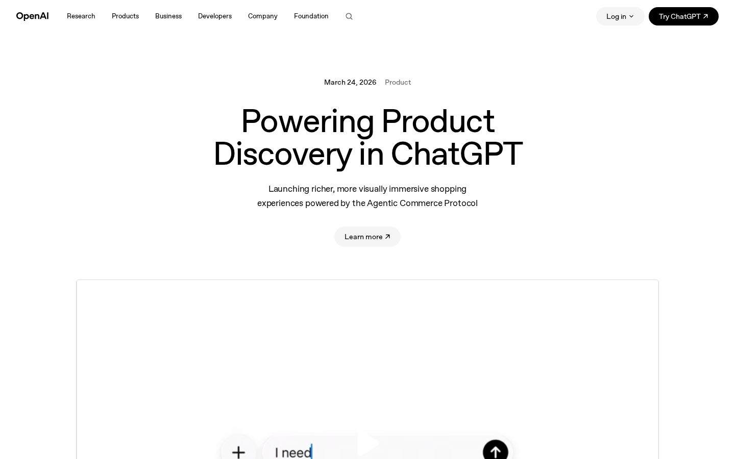 ChatGPT Shopping Homepage