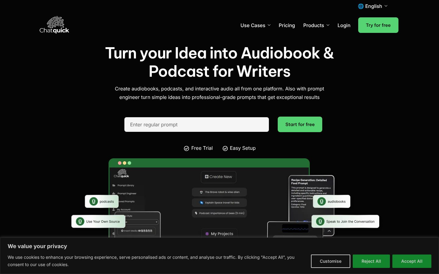 Chatquick AI Homepage