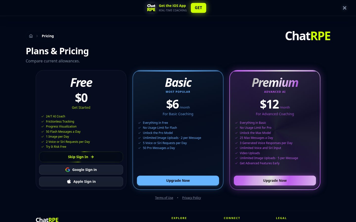 ChatRPE Pricing