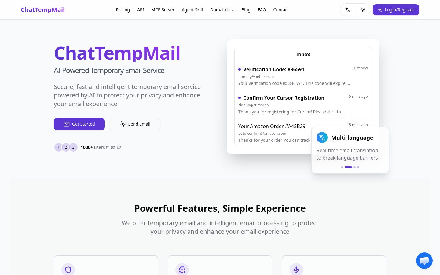 ChatTempMail Homepage