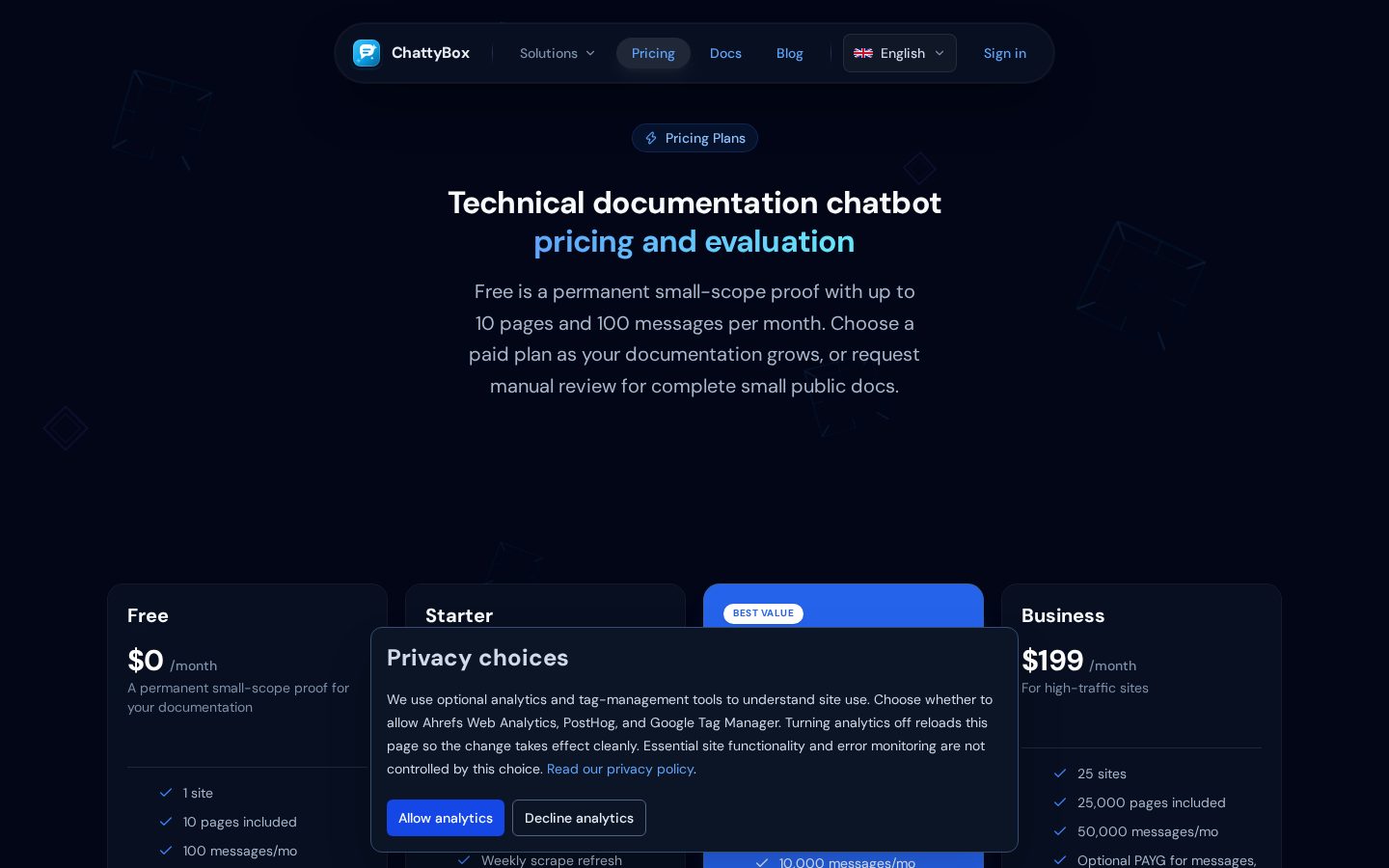ChattyBox Pricing