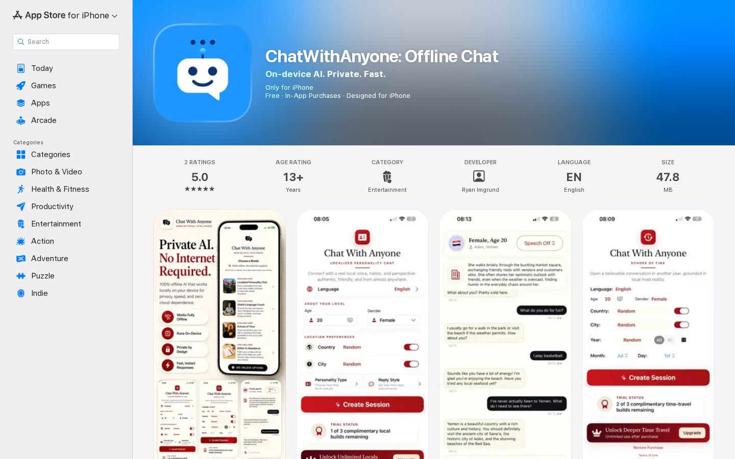 ChatWithAnyone Homepage