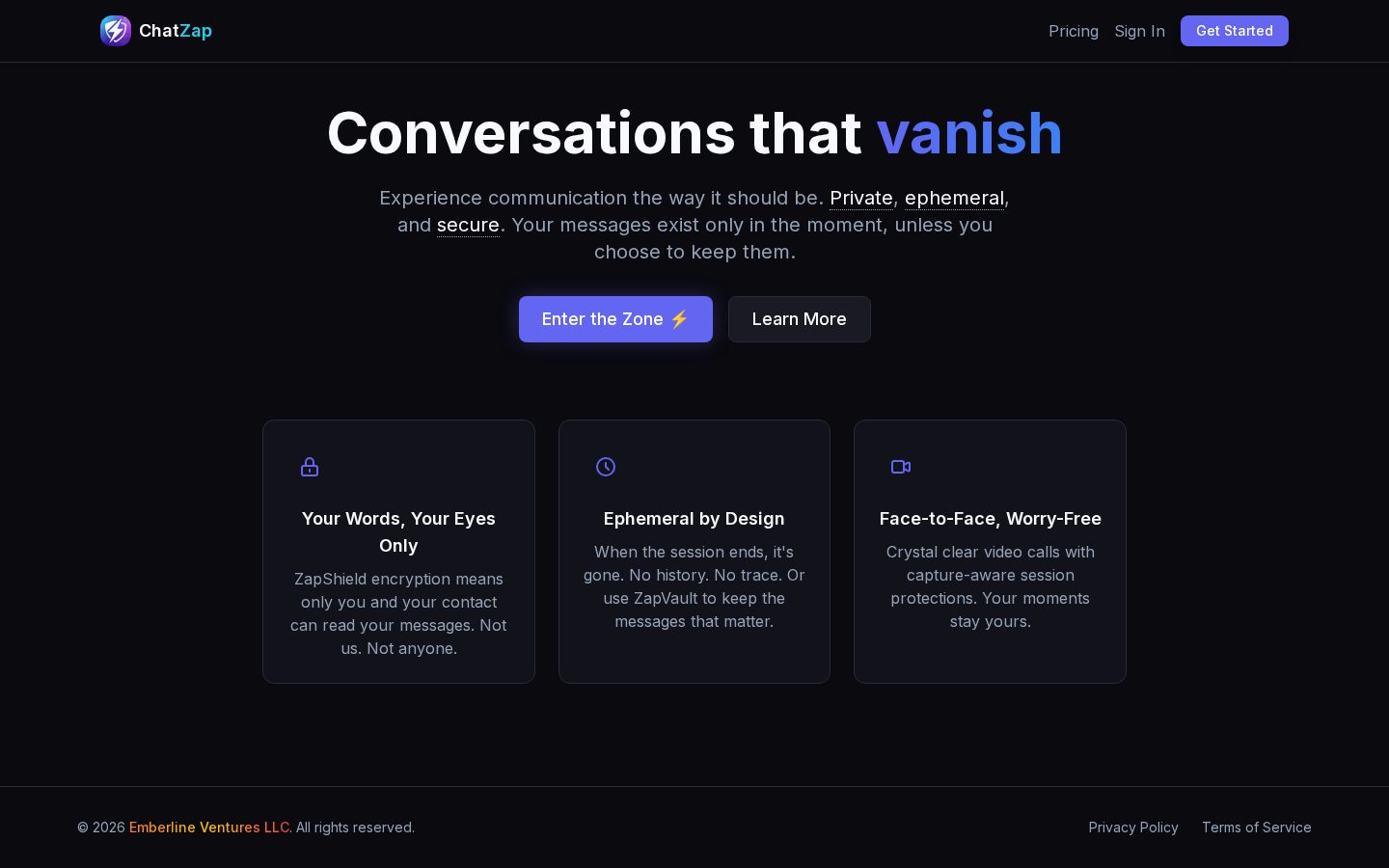 Chatzap Homepage
