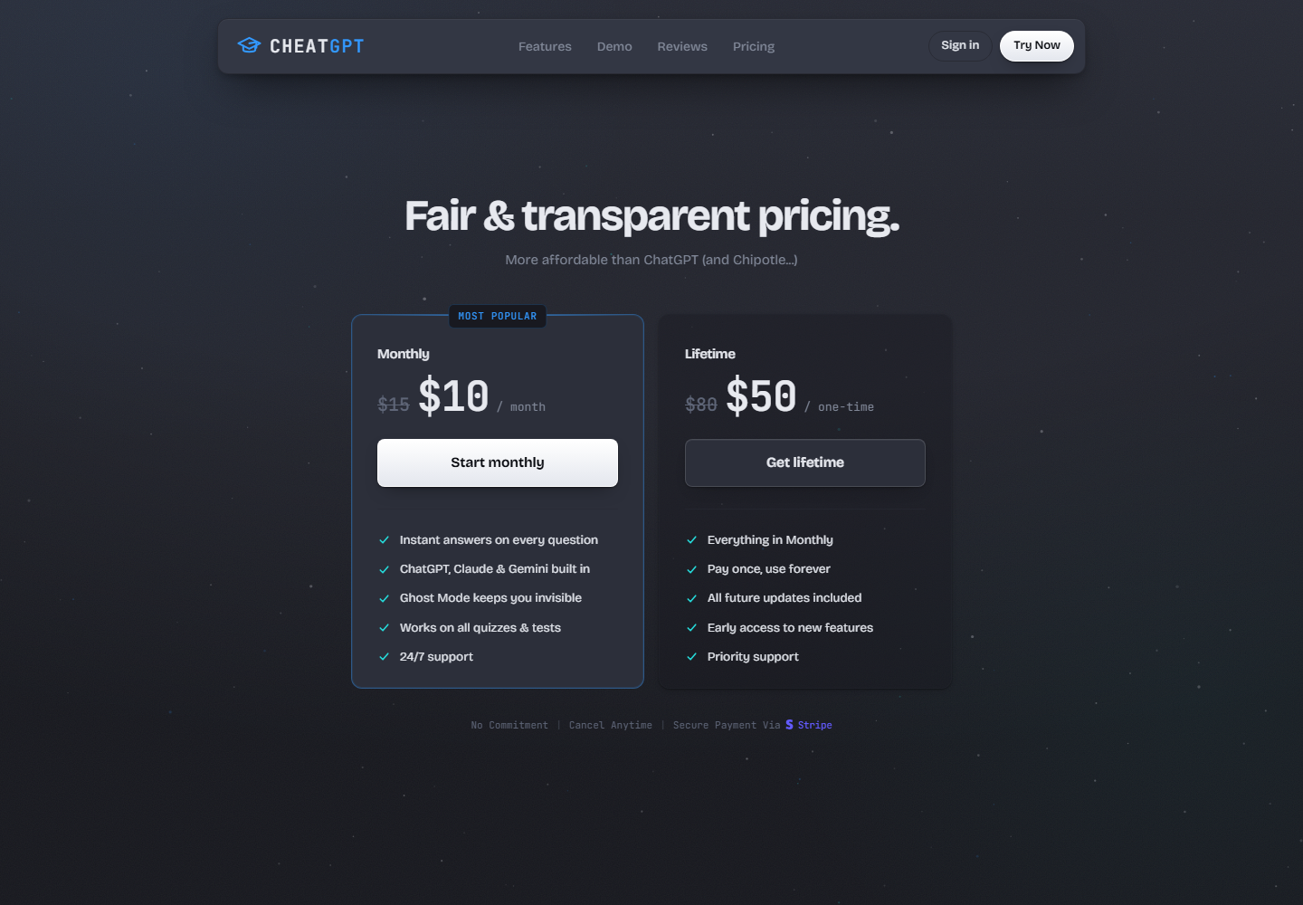 CheatGPT pricing