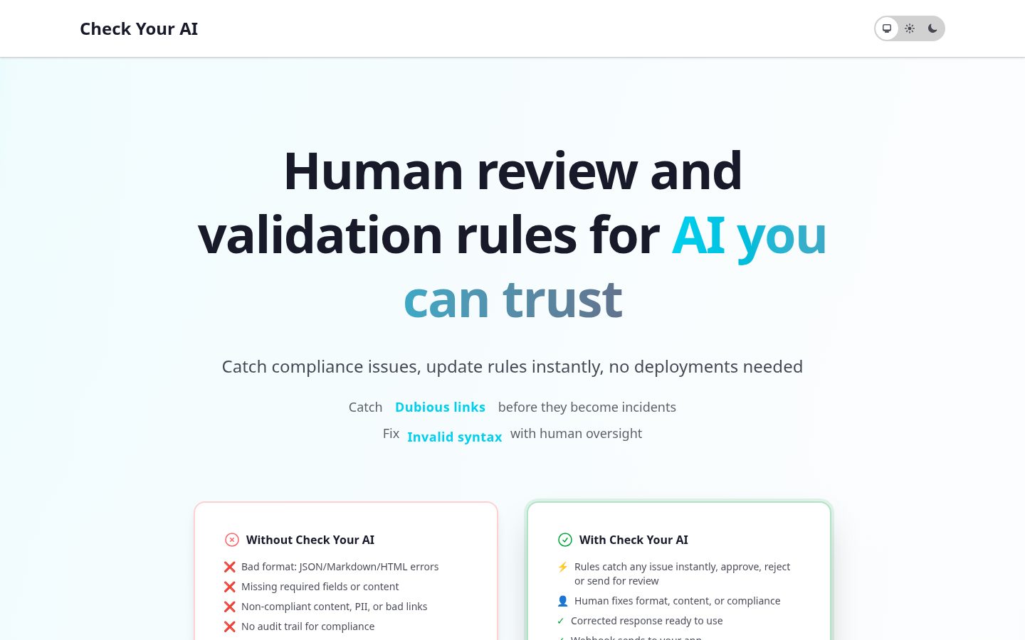 Check Your AI Homepage