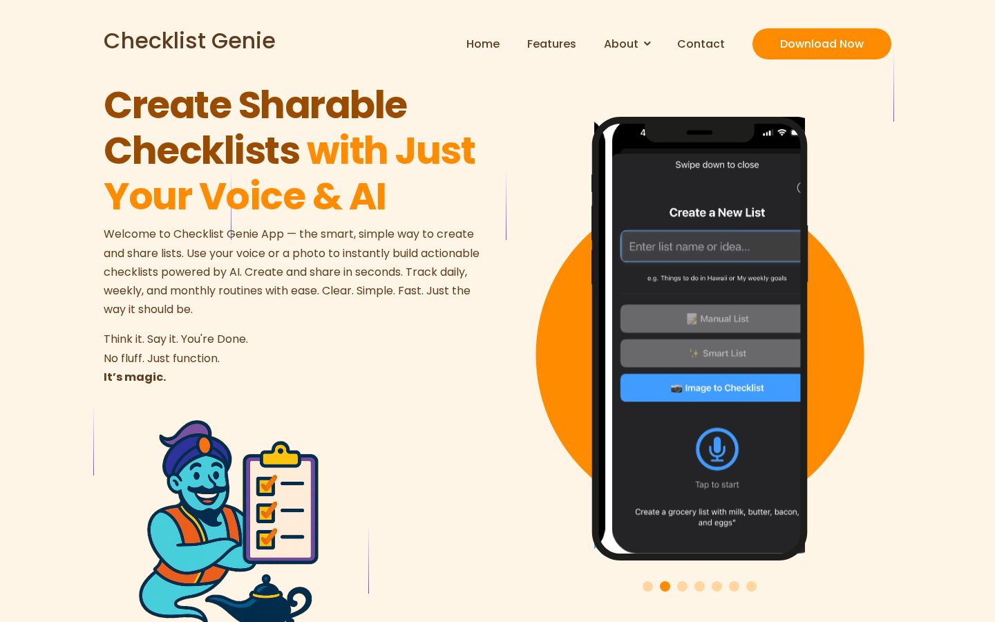 Checklist Genie Homepage