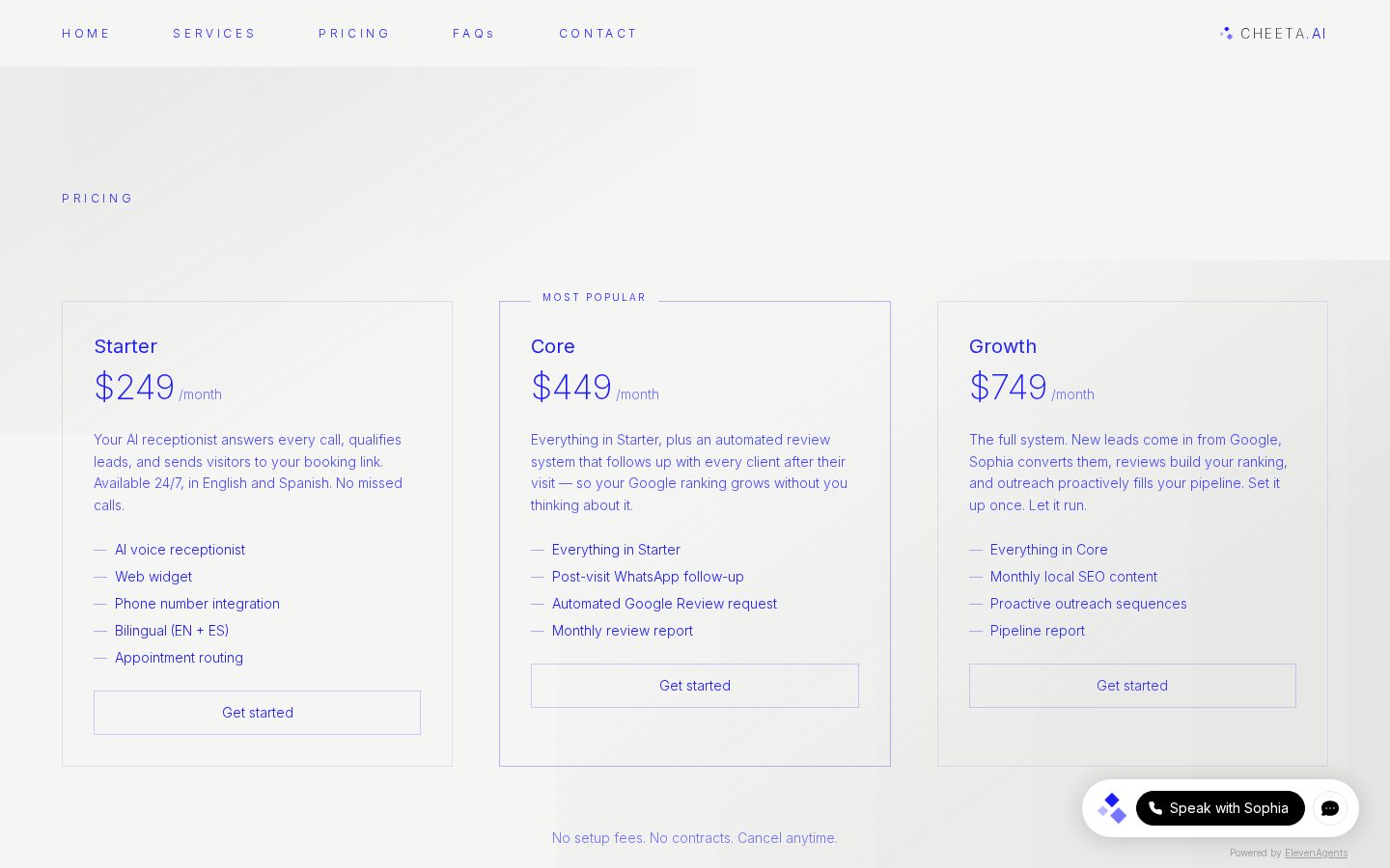 Cheeta Pricing