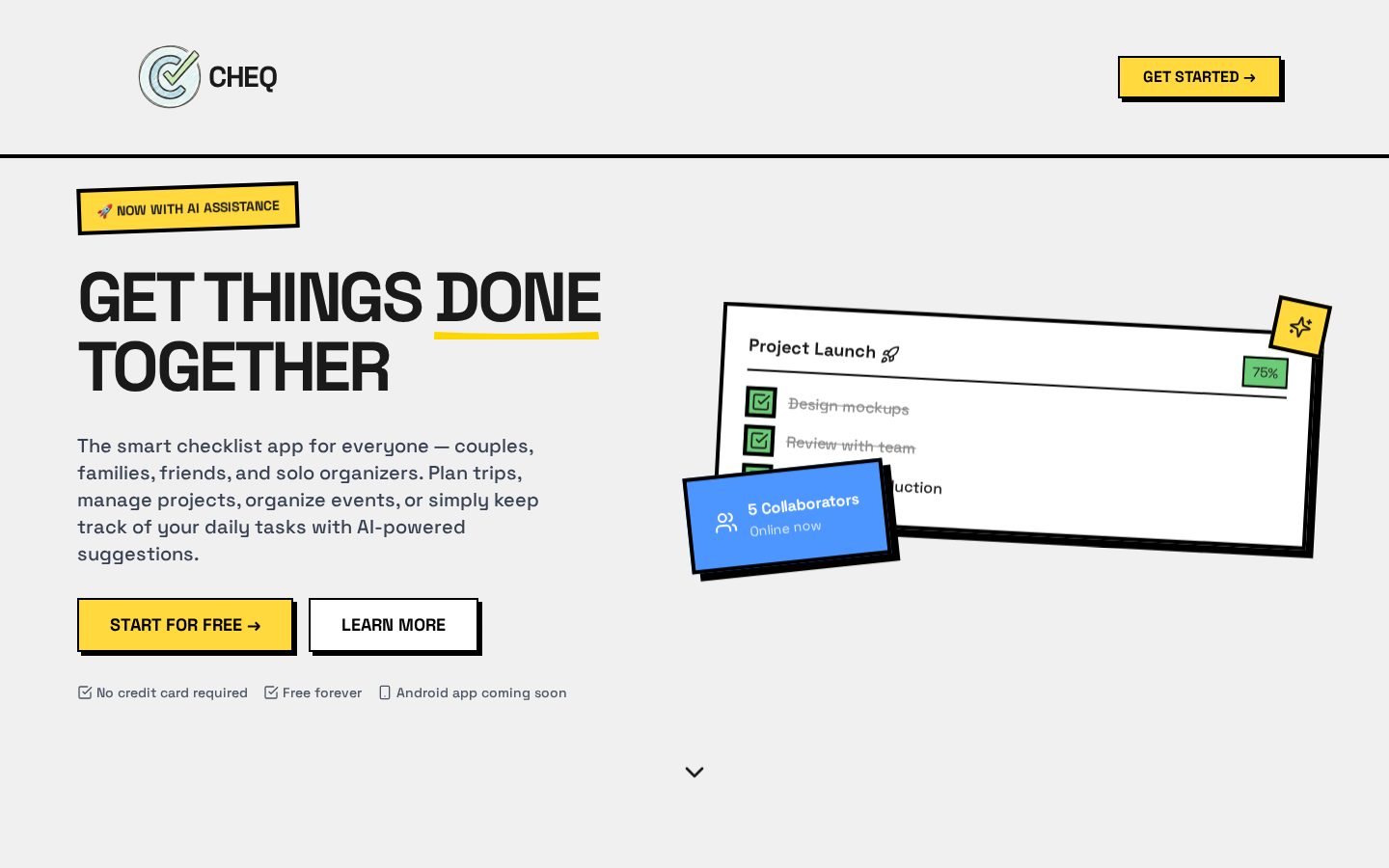 Cheq Homepage