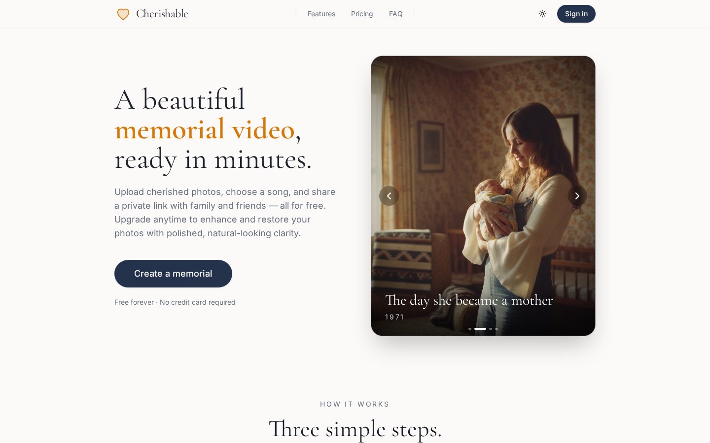 Cherishable Homepage