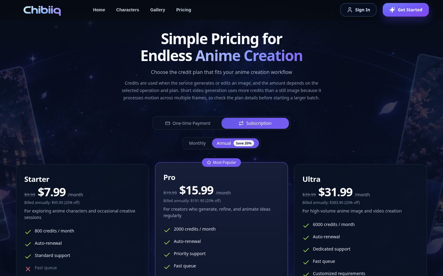 Chibiiq Pricing