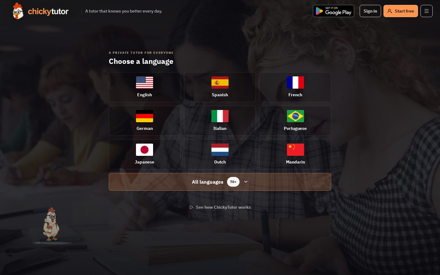 Chickytutor.com Homepage