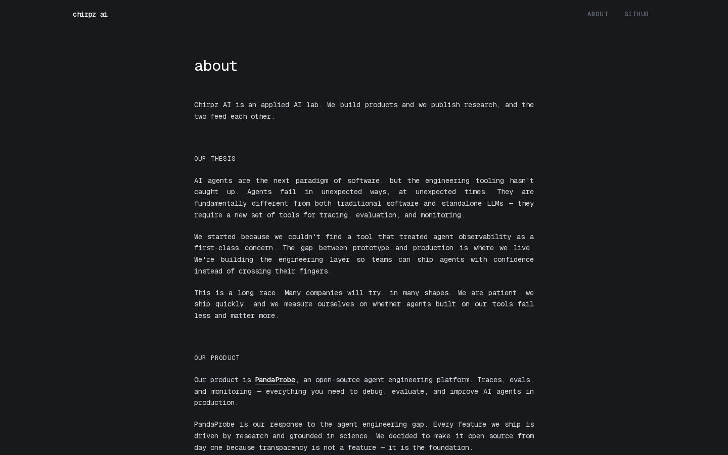 Chirpz Agent Homepage