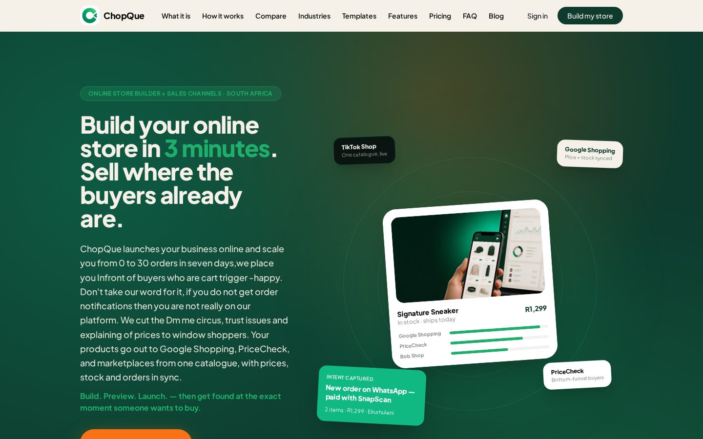 ChopQue Homepage