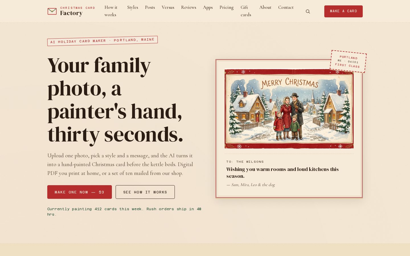 Christmas Card Factory Homepage