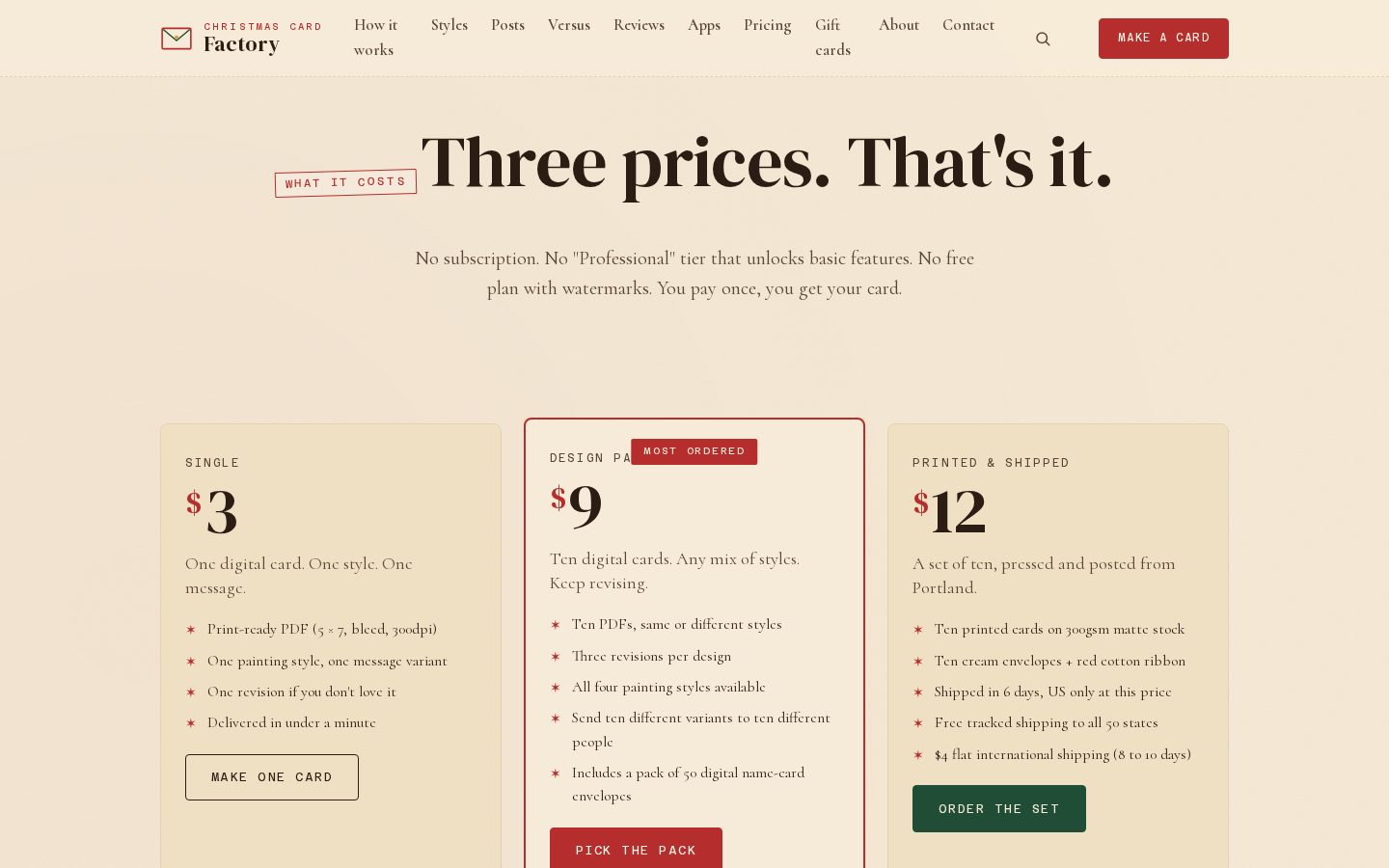 Christmas Card Factory Pricing