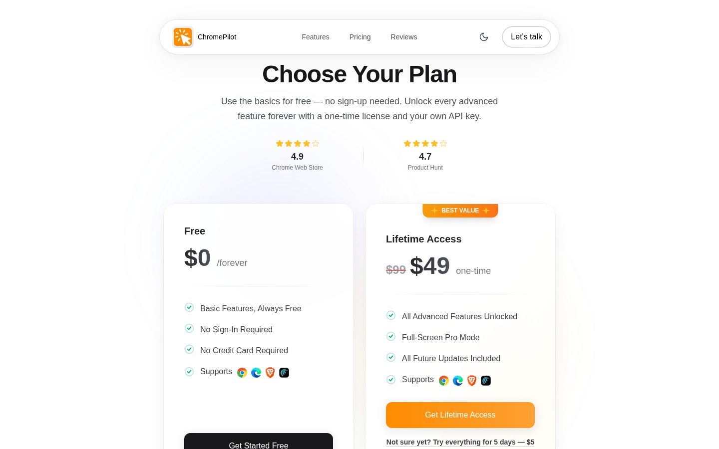 Chrome Pilot Pricing