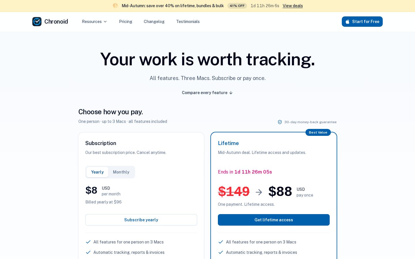 Chronoid Pricing