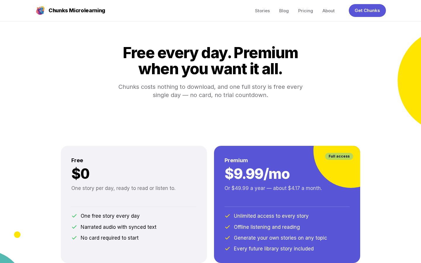 Chunks Microlearning Pricing