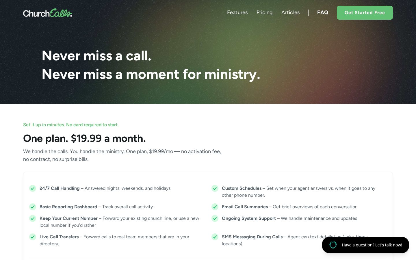 ChurchCalls.ai Pricing
