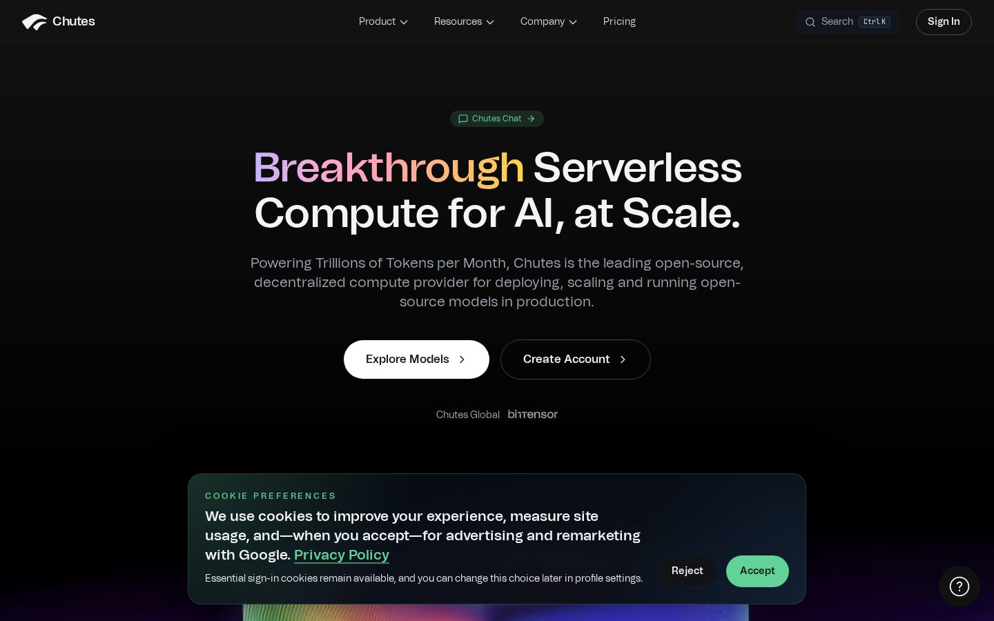 Chutes AI Homepage