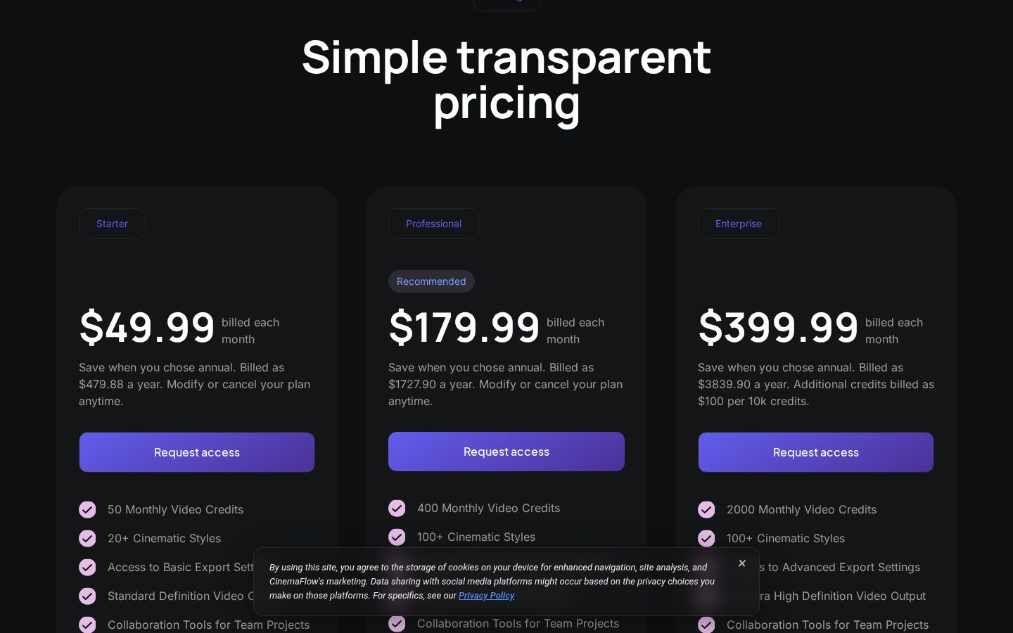 CinemaFlow AI Pricing