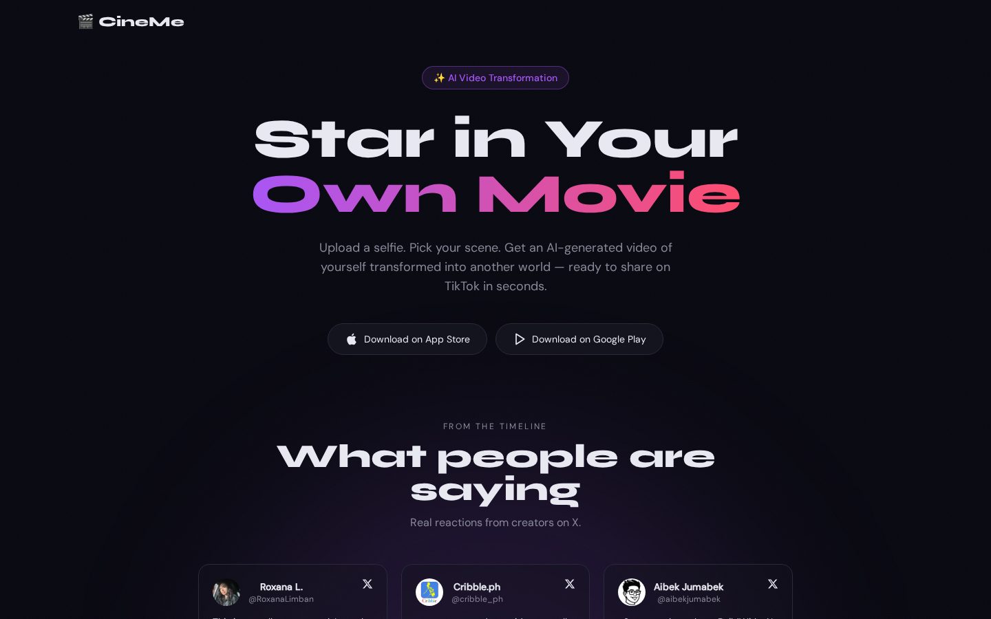 CineMe Homepage