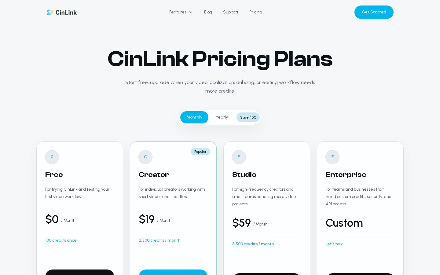 CinLink Pricing