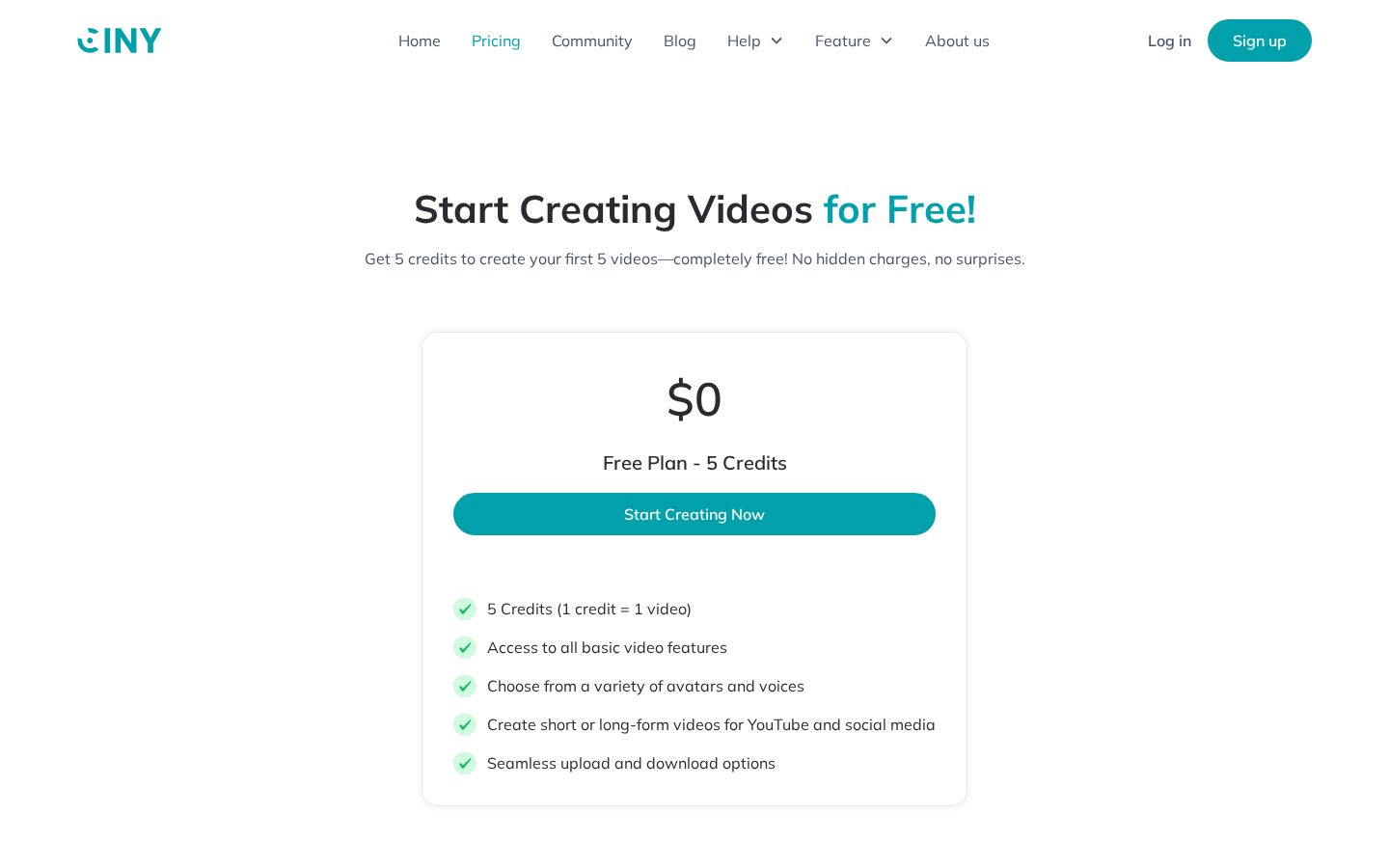 Ciny AI Pricing