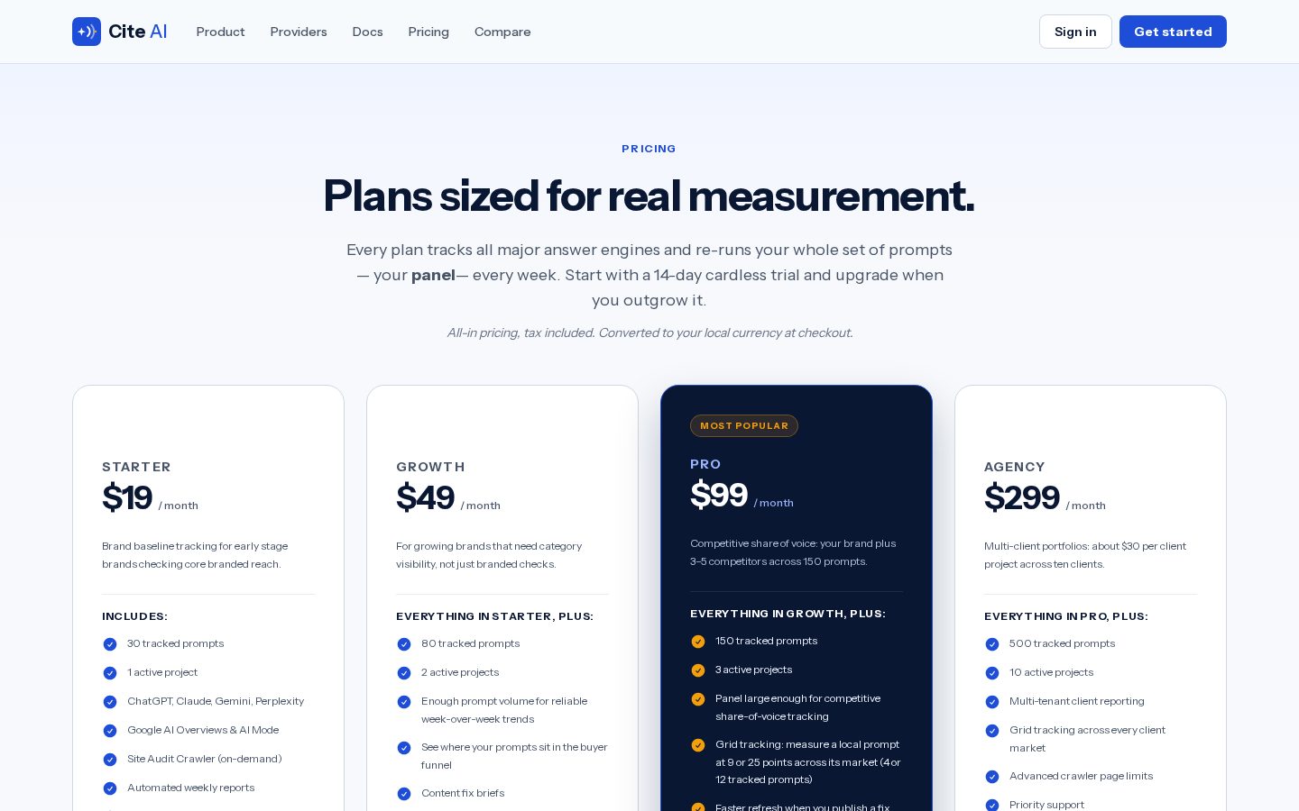 Cite AI Pricing
